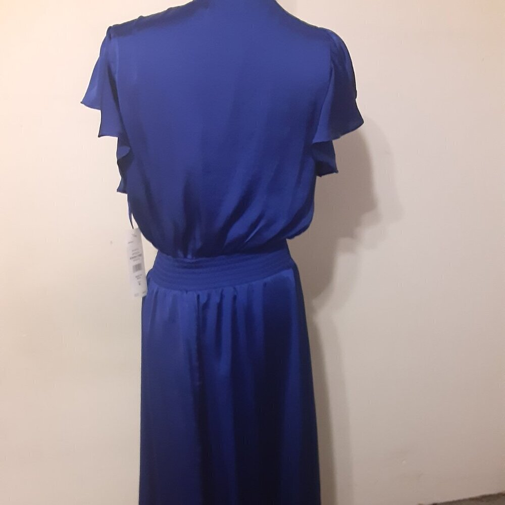 MSK (M) Royal Blue Maxi Dress w/Plunging VNeck, Caplet Sleeves & Elastic @ Waist - Picture 4 of 4